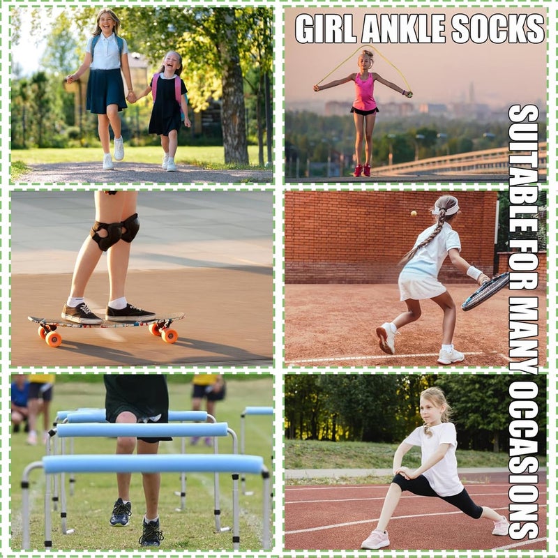 Bemeol Girls Socks 12 Pairs Ankle Socks Girls Athletic Running Low Cut Sports Sock for Little Big Girl - Image 4
